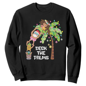 Christmas In Hawaii Sweatshirt Deck The Palms Santa Hula Girl Tiki TS11 Black Print Your Wear