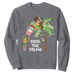 Christmas In Hawaii Sweatshirt Deck The Palms Santa Hula Girl Tiki TS11 Charcoal Print Your Wear