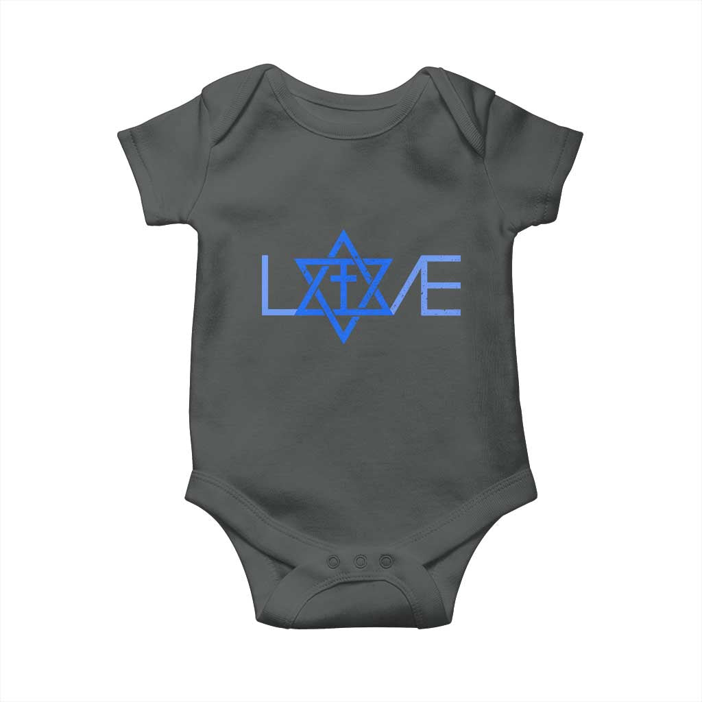 Love Jewish Messianic Cross Star Of David Baby Onesie TS11 Dark Heather Print Your Wear