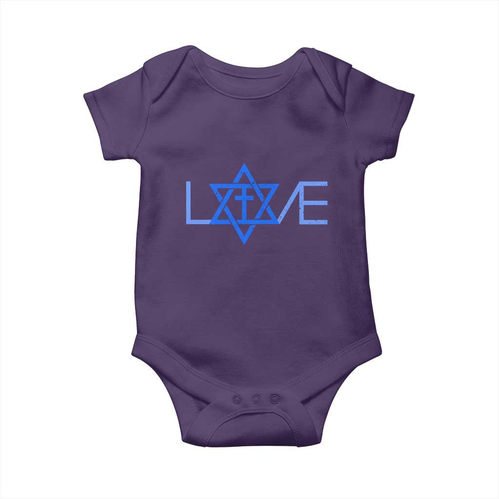 Love Jewish Messianic Cross Star Of David Baby Onesie TS11 Purple Print Your Wear