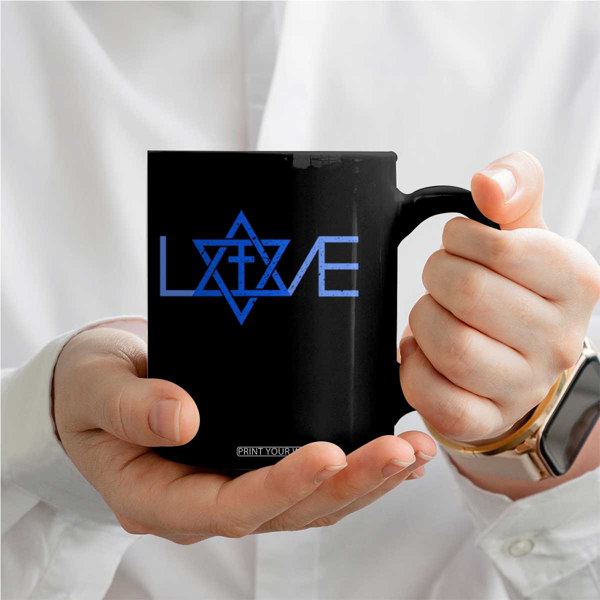 Love Jewish Messianic Cross Star Of David Coffee Mug TS11 Print Your Wear
