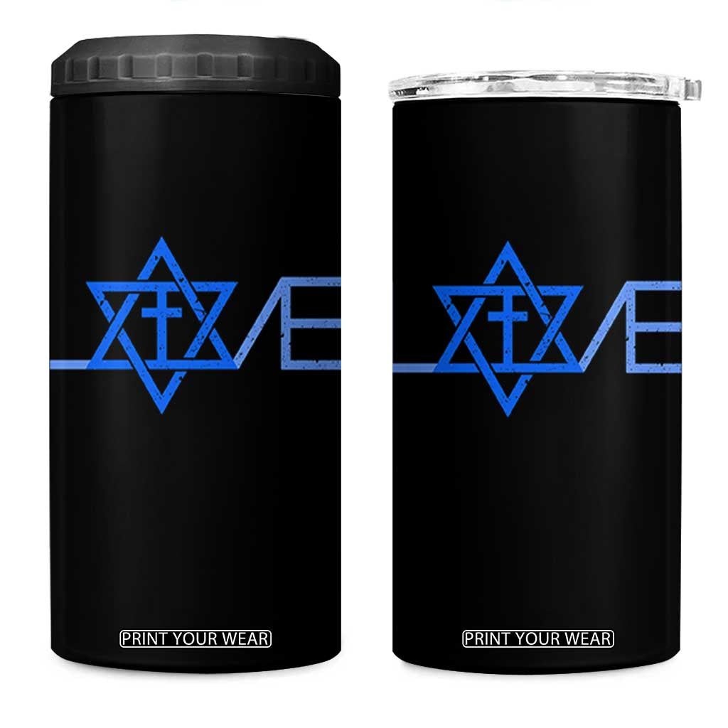 Love Jewish Messianic Cross Star Of David 4 in 1 Can Cooler Tumbler TS11 One Size: 16 oz Black Print Your Wear