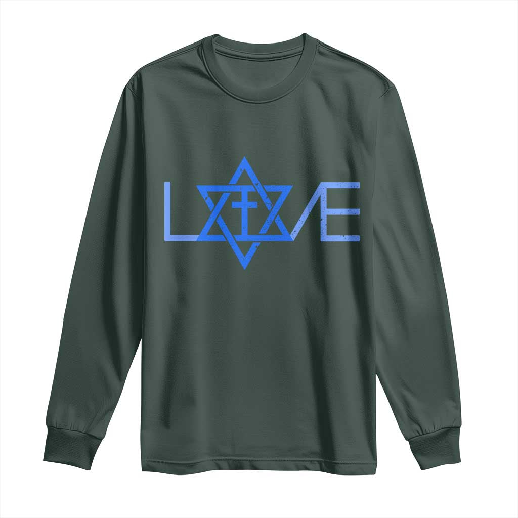 Love Jewish Messianic Cross Star Of David Long Sleeve Shirt TS11 Dark Forest Green Print Your Wear