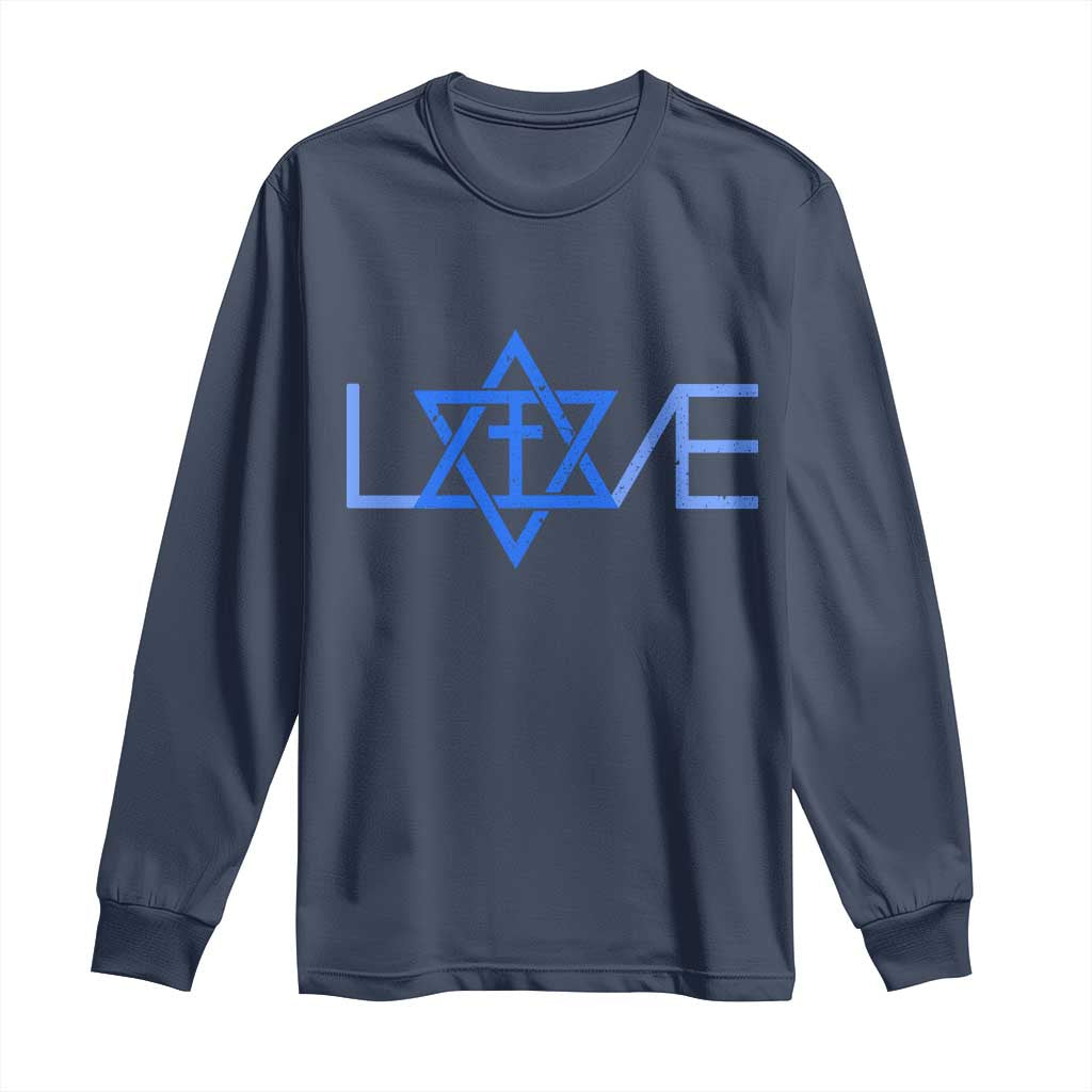 Love Jewish Messianic Cross Star Of David Long Sleeve Shirt TS11 Navy Print Your Wear