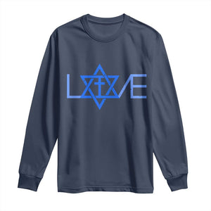 Love Jewish Messianic Cross Star Of David Long Sleeve Shirt TS11 Navy Print Your Wear