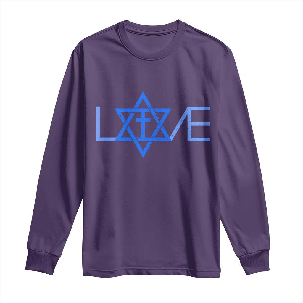 Love Jewish Messianic Cross Star Of David Long Sleeve Shirt TS11 Purple Print Your Wear