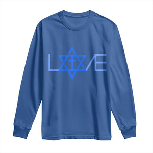 Love Jewish Messianic Cross Star Of David Long Sleeve Shirt TS11 Royal Blue Print Your Wear