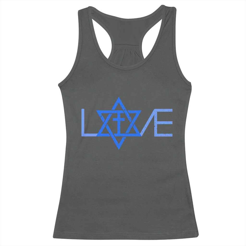 Love Jewish Messianic Cross Star Of David Racerback Tank Top TS11 Dark Heather Print Your Wear