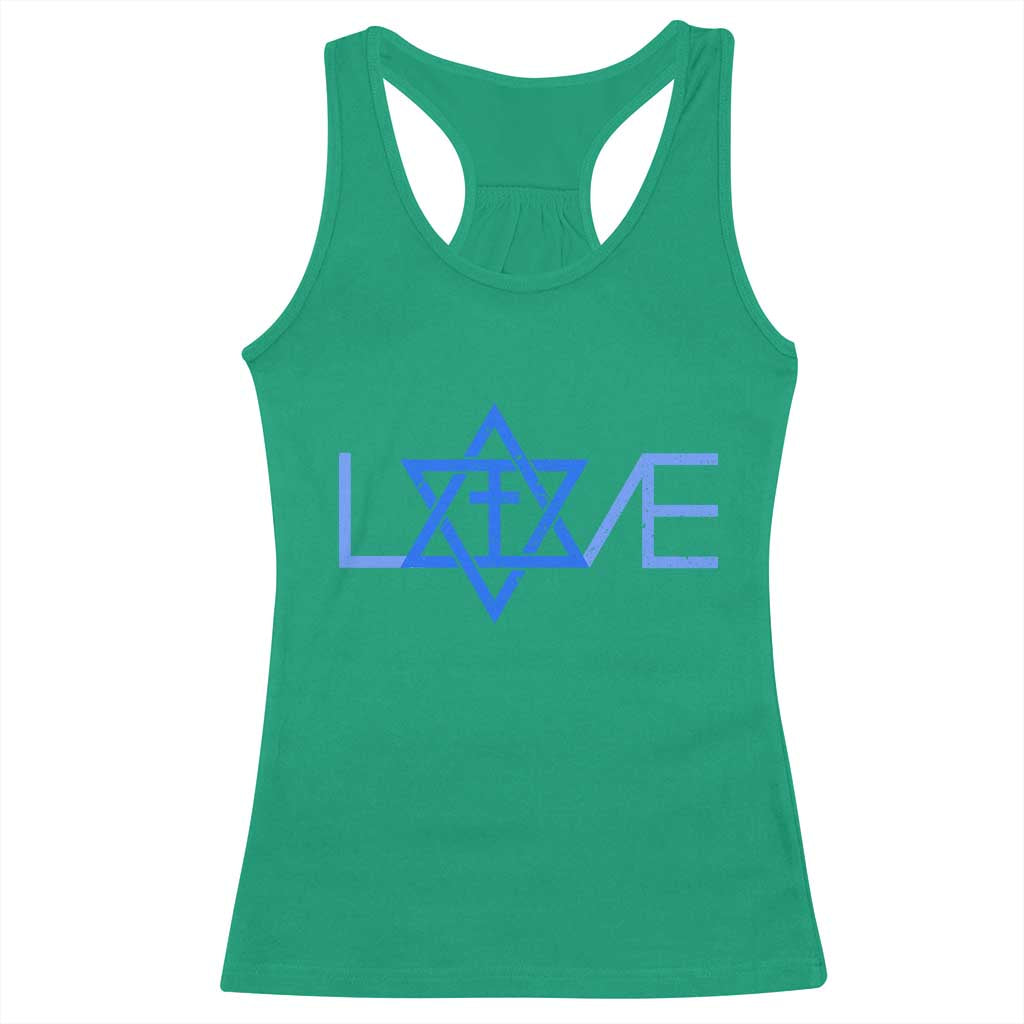 Love Jewish Messianic Cross Star Of David Racerback Tank Top TS11 Irish Green Print Your Wear