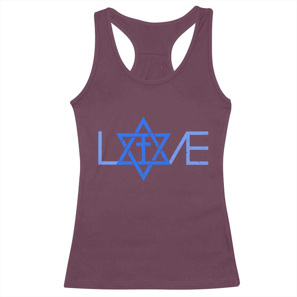 Love Jewish Messianic Cross Star Of David Racerback Tank Top TS11 Maroon Print Your Wear