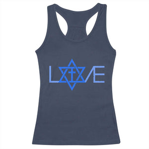 Love Jewish Messianic Cross Star Of David Racerback Tank Top TS11 Navy Print Your Wear