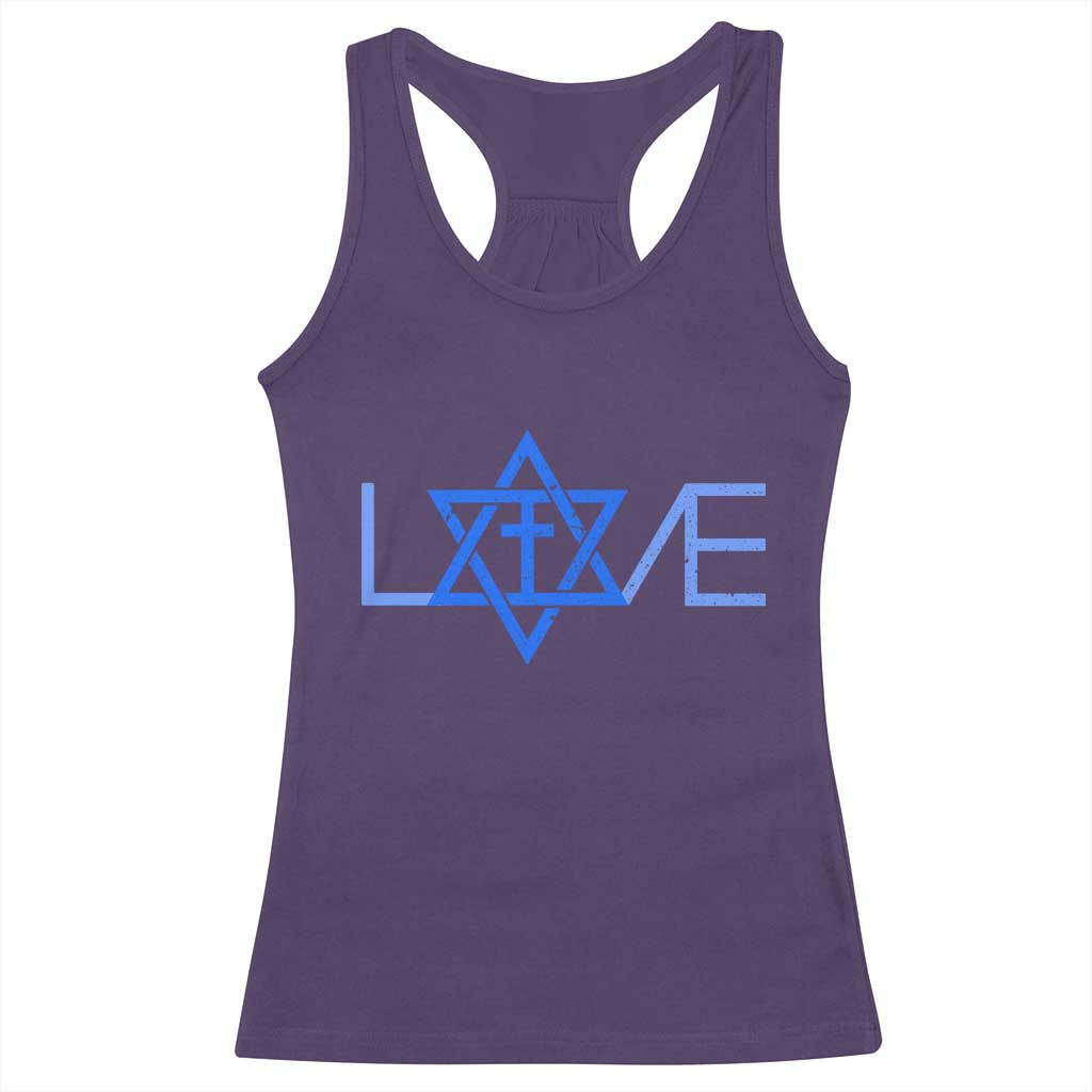 Love Jewish Messianic Cross Star Of David Racerback Tank Top TS11 Purple Print Your Wear