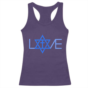 Love Jewish Messianic Cross Star Of David Racerback Tank Top TS11 Purple Print Your Wear