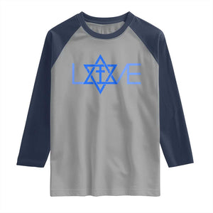 Love Jewish Messianic Cross Star Of David Raglan Shirt TS11 Sport Gray Navy Print Your Wear