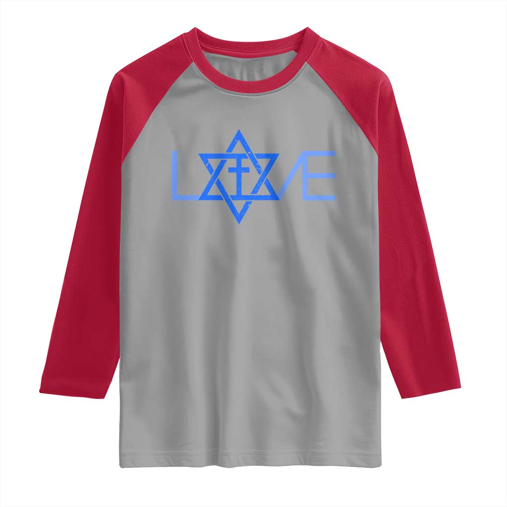 Love Jewish Messianic Cross Star Of David Raglan Shirt TS11 Sport Gray Red Print Your Wear