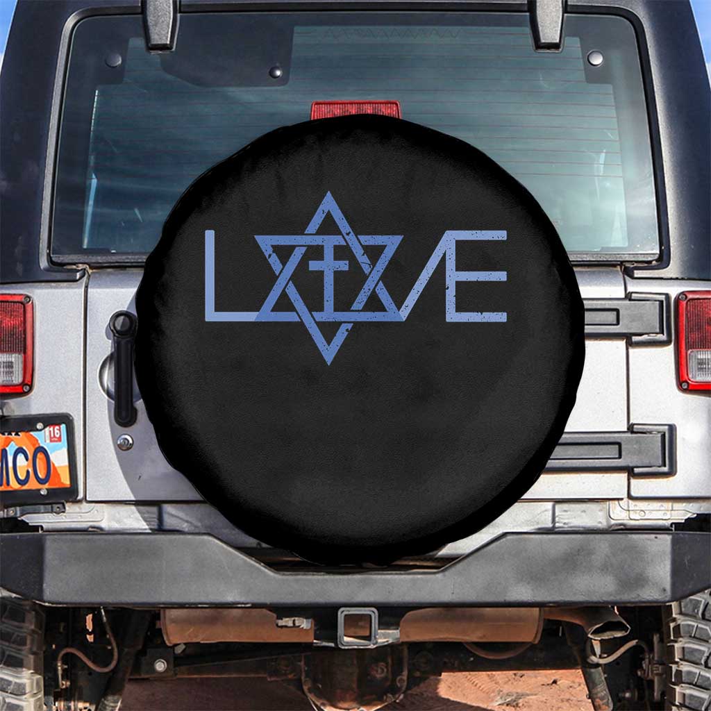 Love Jewish Messianic Cross Star Of David Spare Tire Cover TS11 No hole Black Print Your Wear