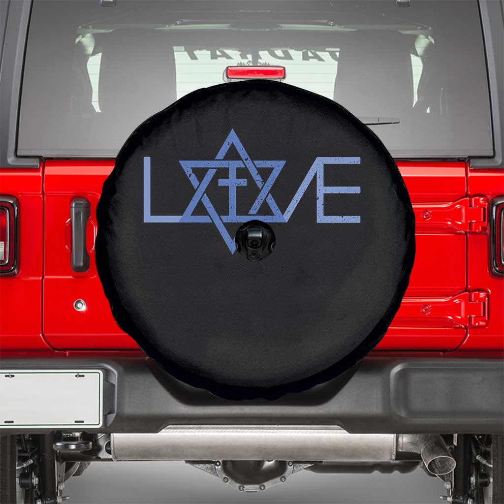 Love Jewish Messianic Cross Star Of David Spare Tire Cover TS11 Black Print Your Wear