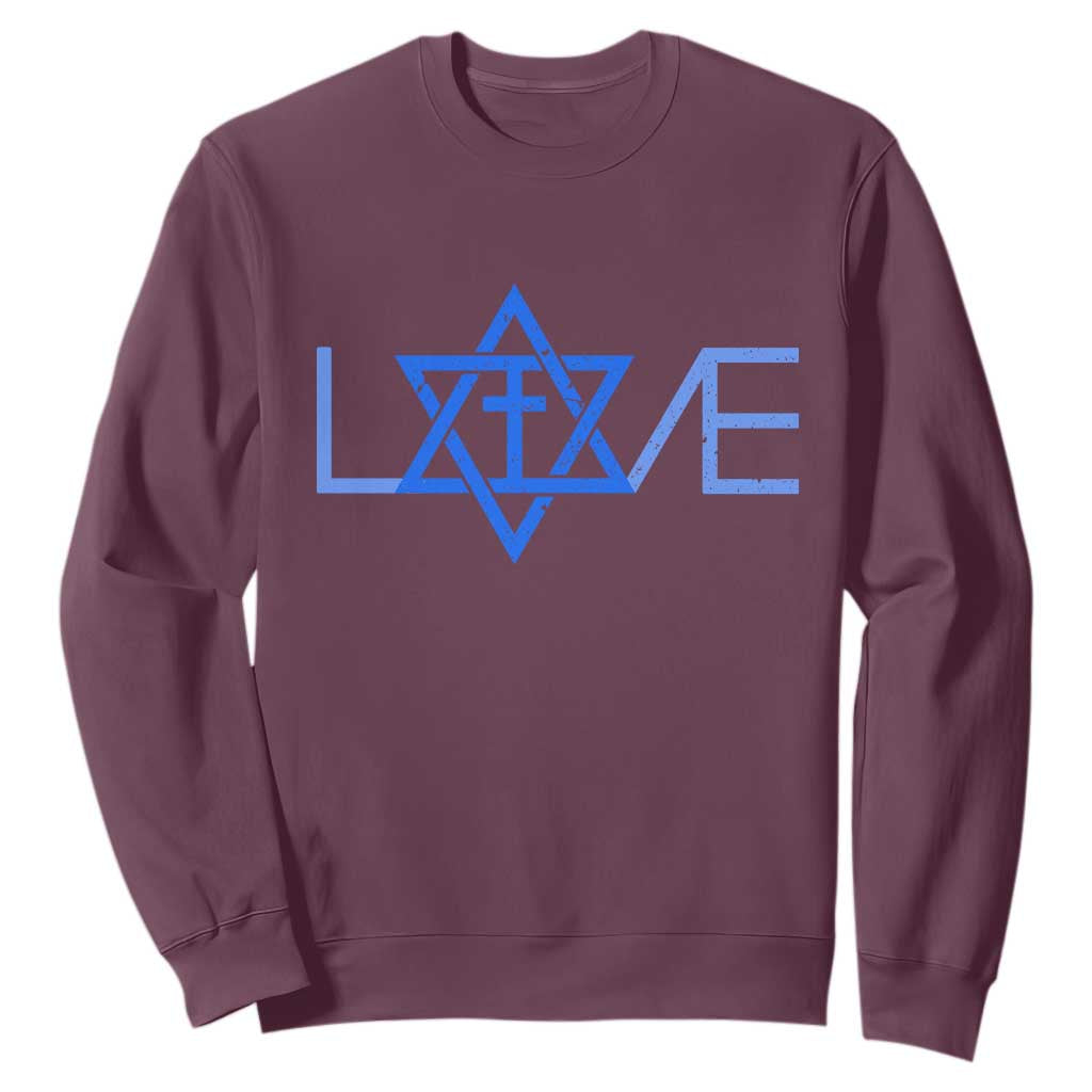 Love Jewish Messianic Cross Star Of David Sweatshirt TS11 Maroon Print Your Wear