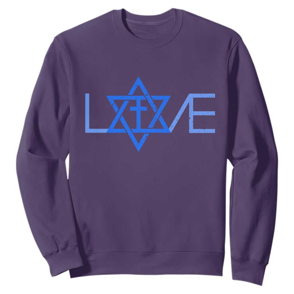 Love Jewish Messianic Cross Star Of David Sweatshirt TS11 Purple Print Your Wear