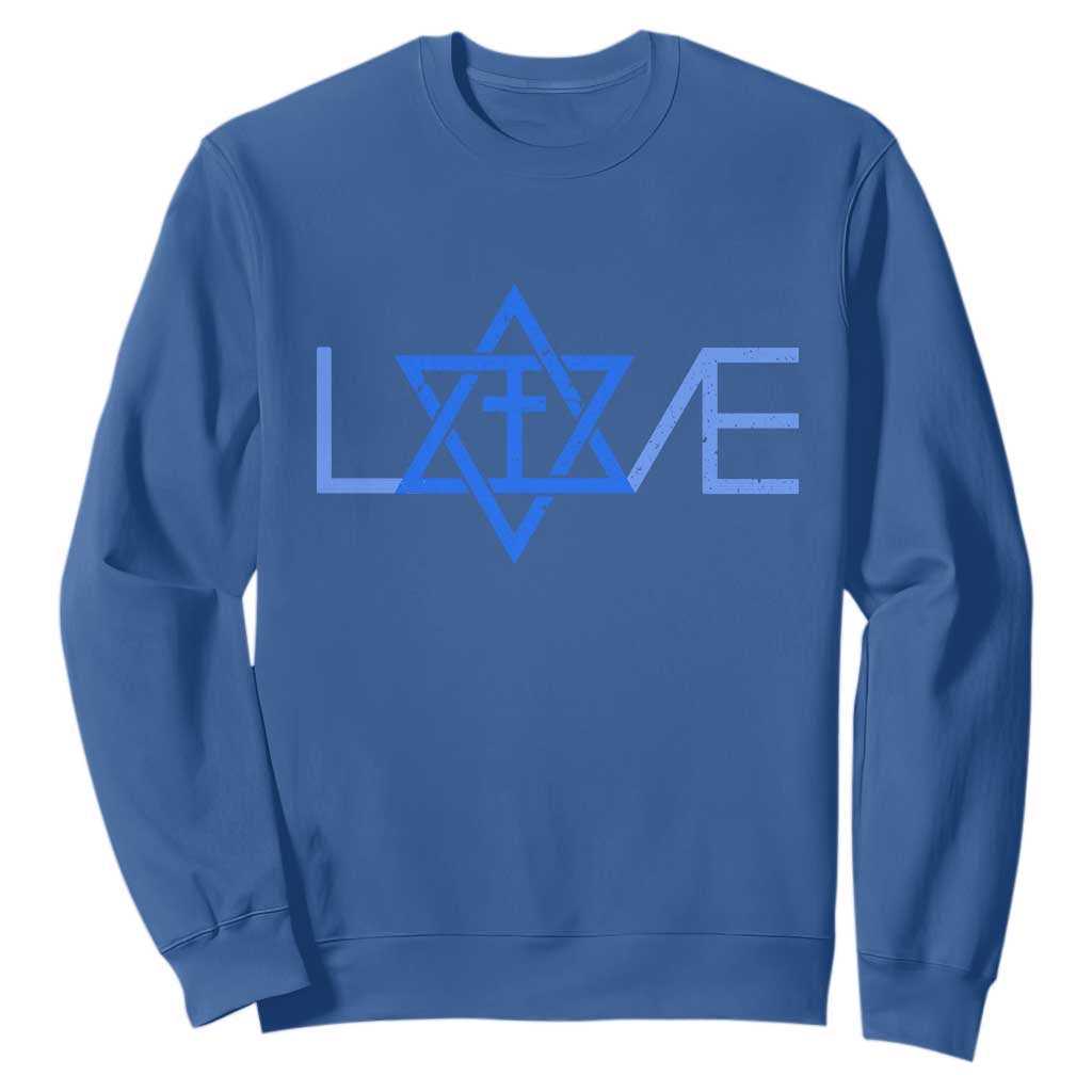 Love Jewish Messianic Cross Star Of David Sweatshirt TS11 Royal Blue Print Your Wear