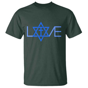 Love Jewish Messianic Cross Star Of David T Shirt TS11 Dark Forest Green Print Your Wear