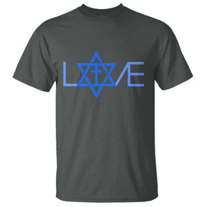 Love Jewish Messianic Cross Star Of David T Shirt TS11 Dark Heather Print Your Wear