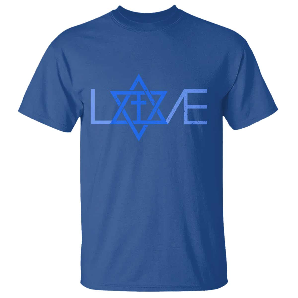 Love Jewish Messianic Cross Star Of David T Shirt TS11 Royal Blue Print Your Wear