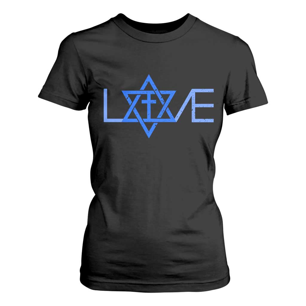 Love Jewish Messianic Cross Star Of David T Shirt For Women TS11 Black Print Your Wear
