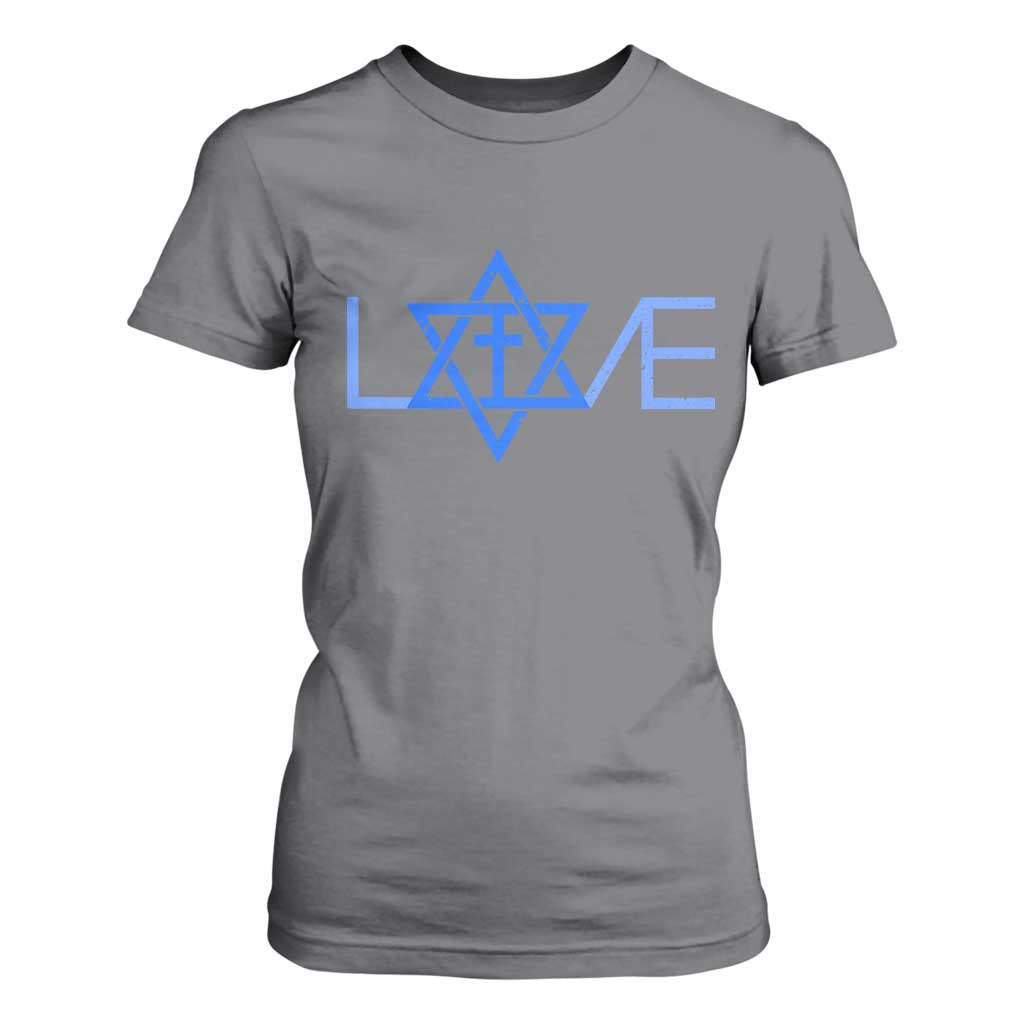 Love Jewish Messianic Cross Star Of David T Shirt For Women TS11 Charcoal Print Your Wear