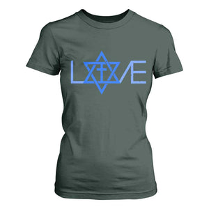Love Jewish Messianic Cross Star Of David T Shirt For Women TS11 Dark Forest Green Print Your Wear