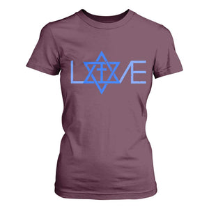 Love Jewish Messianic Cross Star Of David T Shirt For Women TS11 Maroon Print Your Wear