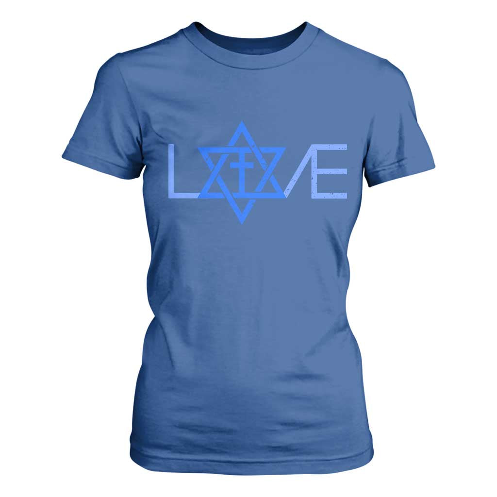 Love Jewish Messianic Cross Star Of David T Shirt For Women TS11 Royal Blue Print Your Wear