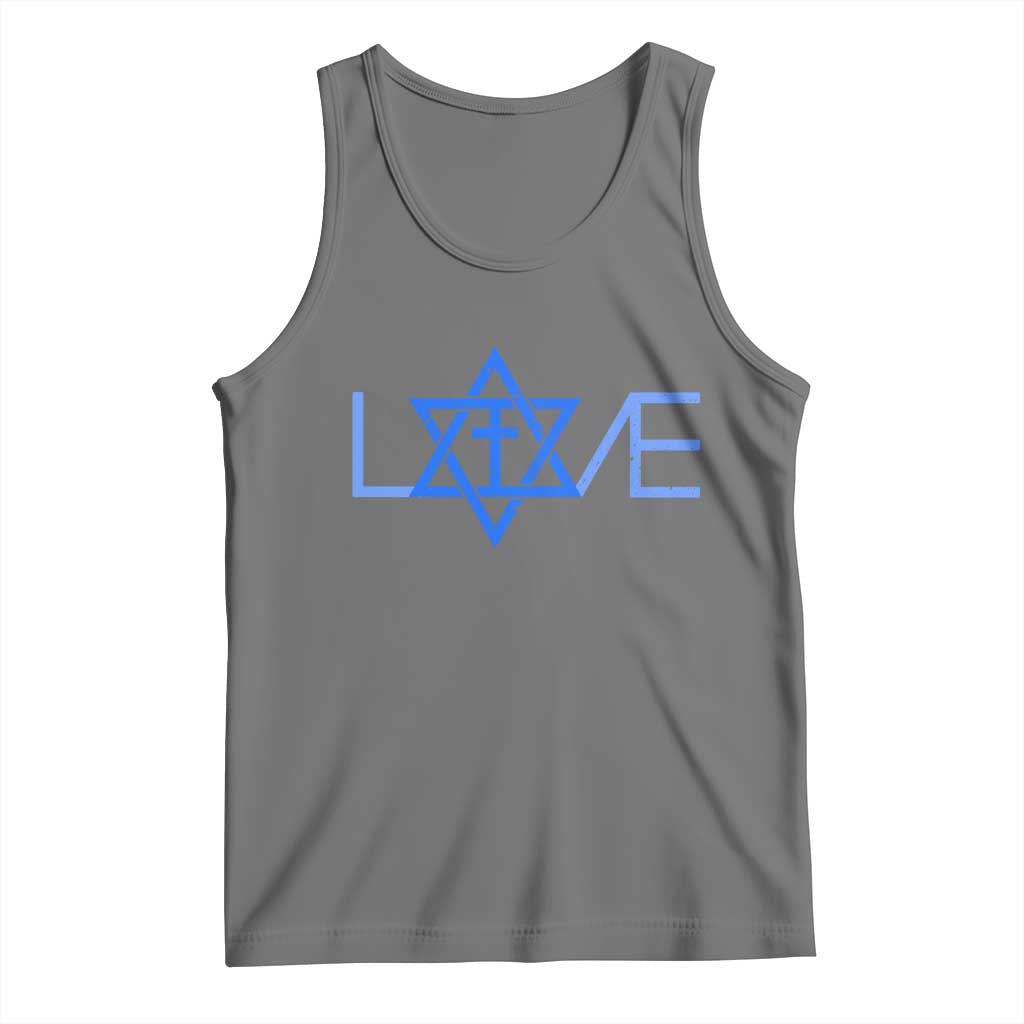 Love Jewish Messianic Cross Star Of David Tank Top TS11 Black Heather Print Your Wear
