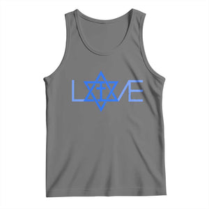 Love Jewish Messianic Cross Star Of David Tank Top TS11 Black Heather Print Your Wear