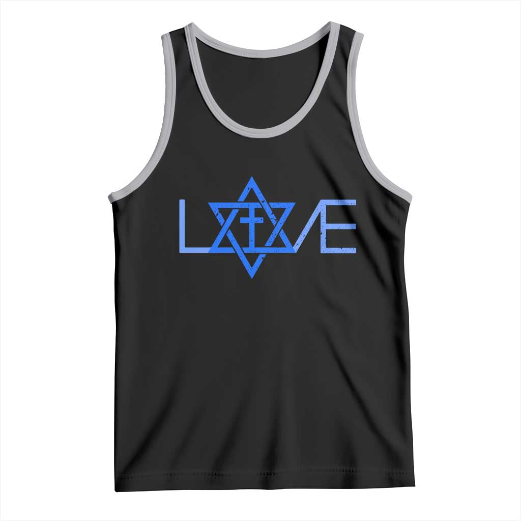 Love Jewish Messianic Cross Star Of David Tank Top TS11 Black Athletic Heather Print Your Wear
