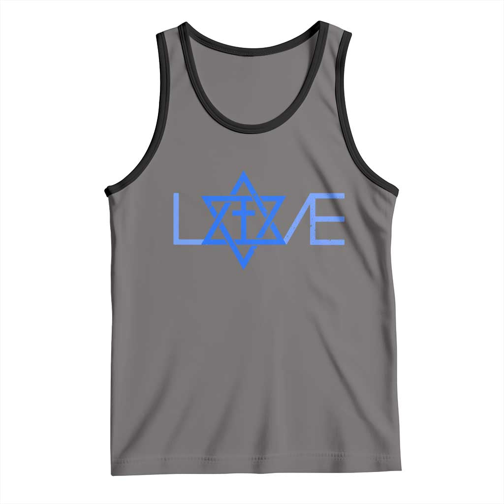 Love Jewish Messianic Cross Star Of David Tank Top TS11 Deep Heather Black Print Your Wear