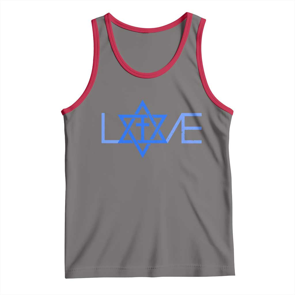 Love Jewish Messianic Cross Star Of David Tank Top TS11 Deep Heather Red Print Your Wear