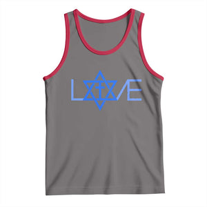 Love Jewish Messianic Cross Star Of David Tank Top TS11 Deep Heather Red Print Your Wear