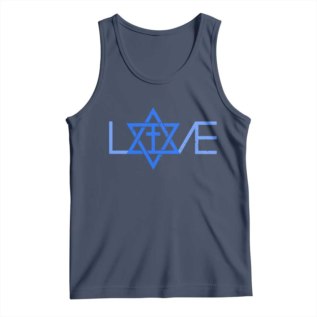 Love Jewish Messianic Cross Star Of David Tank Top TS11 Navy Print Your Wear