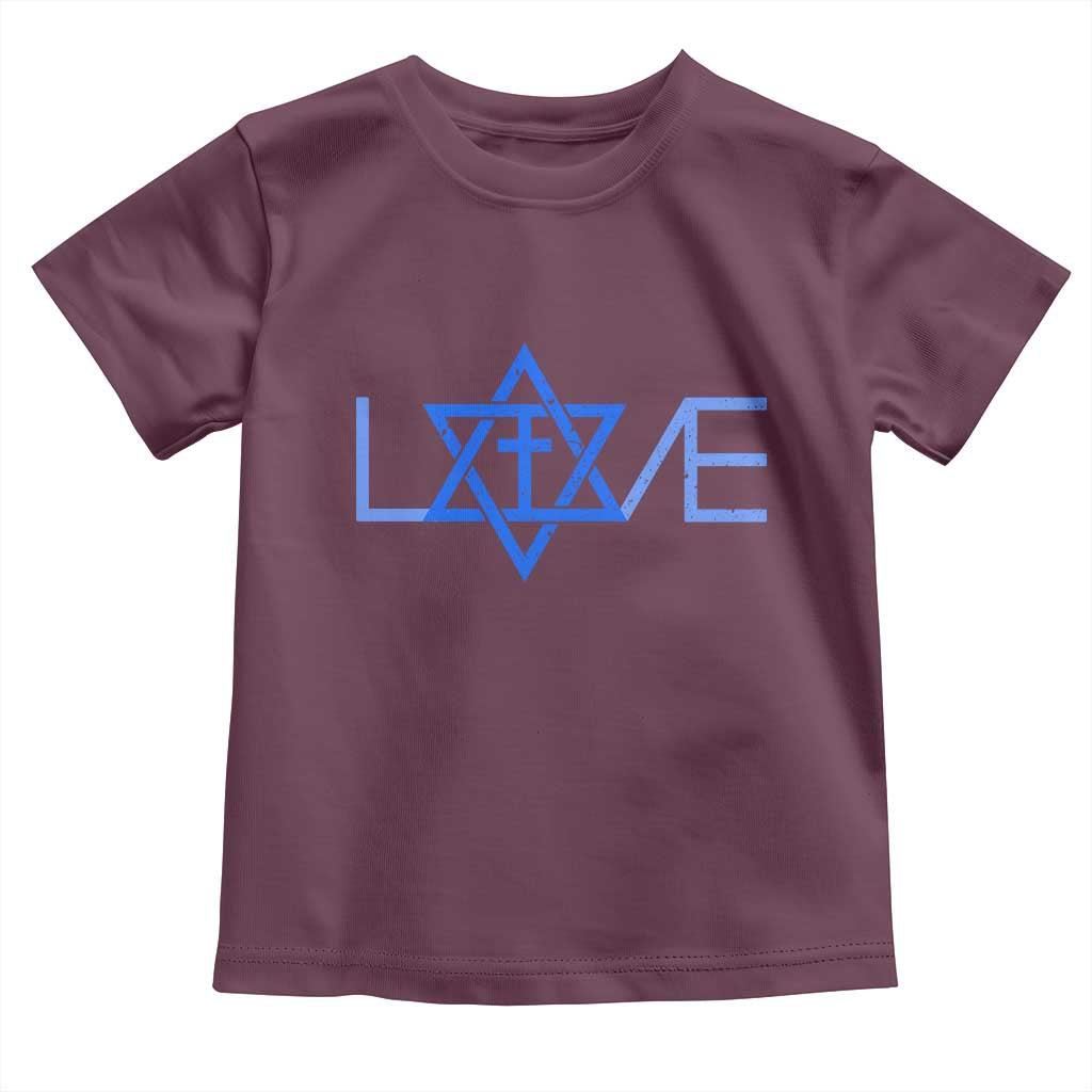 Love Jewish Messianic Cross Star Of David Toddler T Shirt TS11 Maroon Print Your Wear