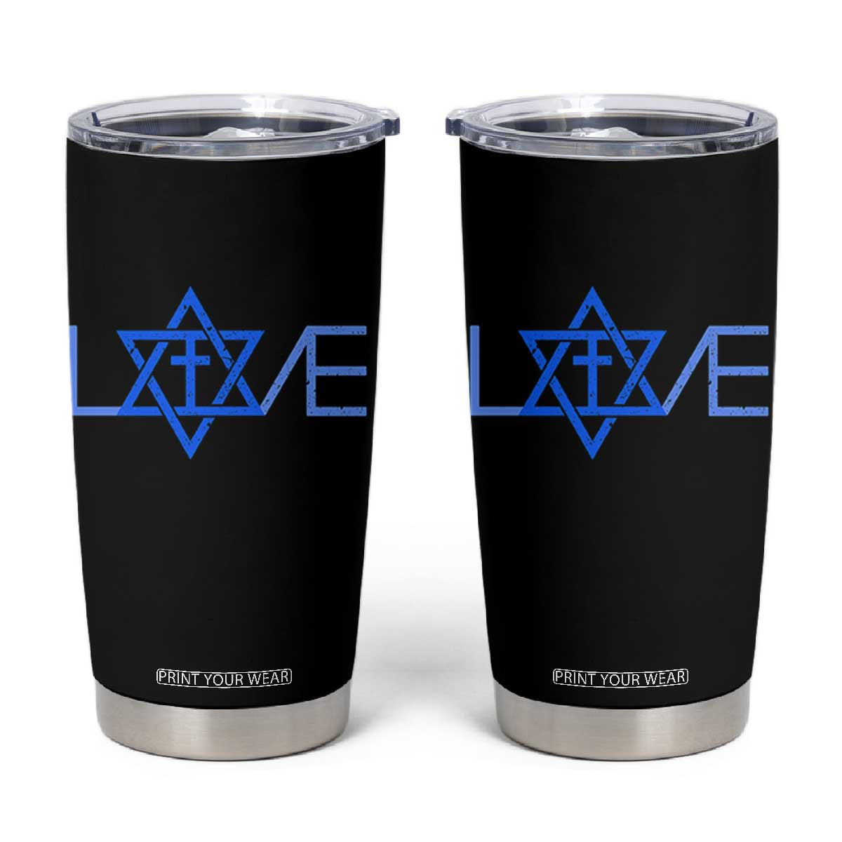 Love Jewish Messianic Cross Star Of David Tumbler Cup TS11 Black Print Your Wear