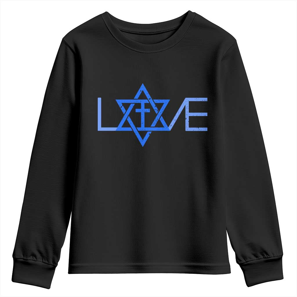 Love Jewish Messianic Cross Star Of David Youth Sweatshirt TS11 Black Print Your Wear