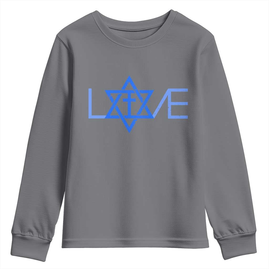 Love Jewish Messianic Cross Star Of David Youth Sweatshirt TS11 Charcoal Print Your Wear