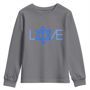 Love Jewish Messianic Cross Star Of David Youth Sweatshirt TS11 Charcoal Print Your Wear