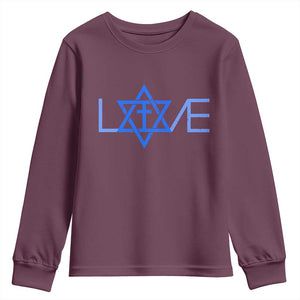 Love Jewish Messianic Cross Star Of David Youth Sweatshirt TS11 Maroon Print Your Wear