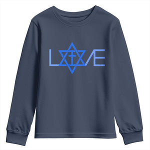 Love Jewish Messianic Cross Star Of David Youth Sweatshirt TS11 Navy Print Your Wear