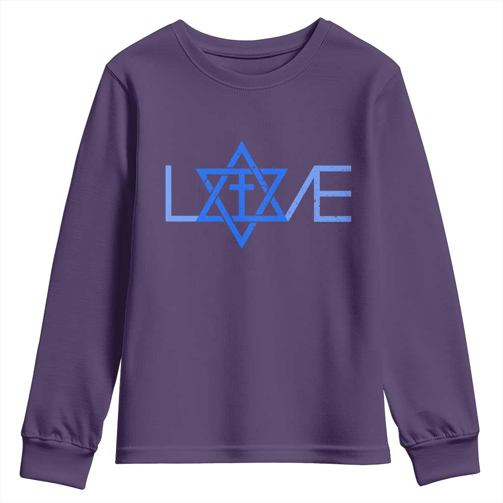 Love Jewish Messianic Cross Star Of David Youth Sweatshirt TS11 Purple Print Your Wear