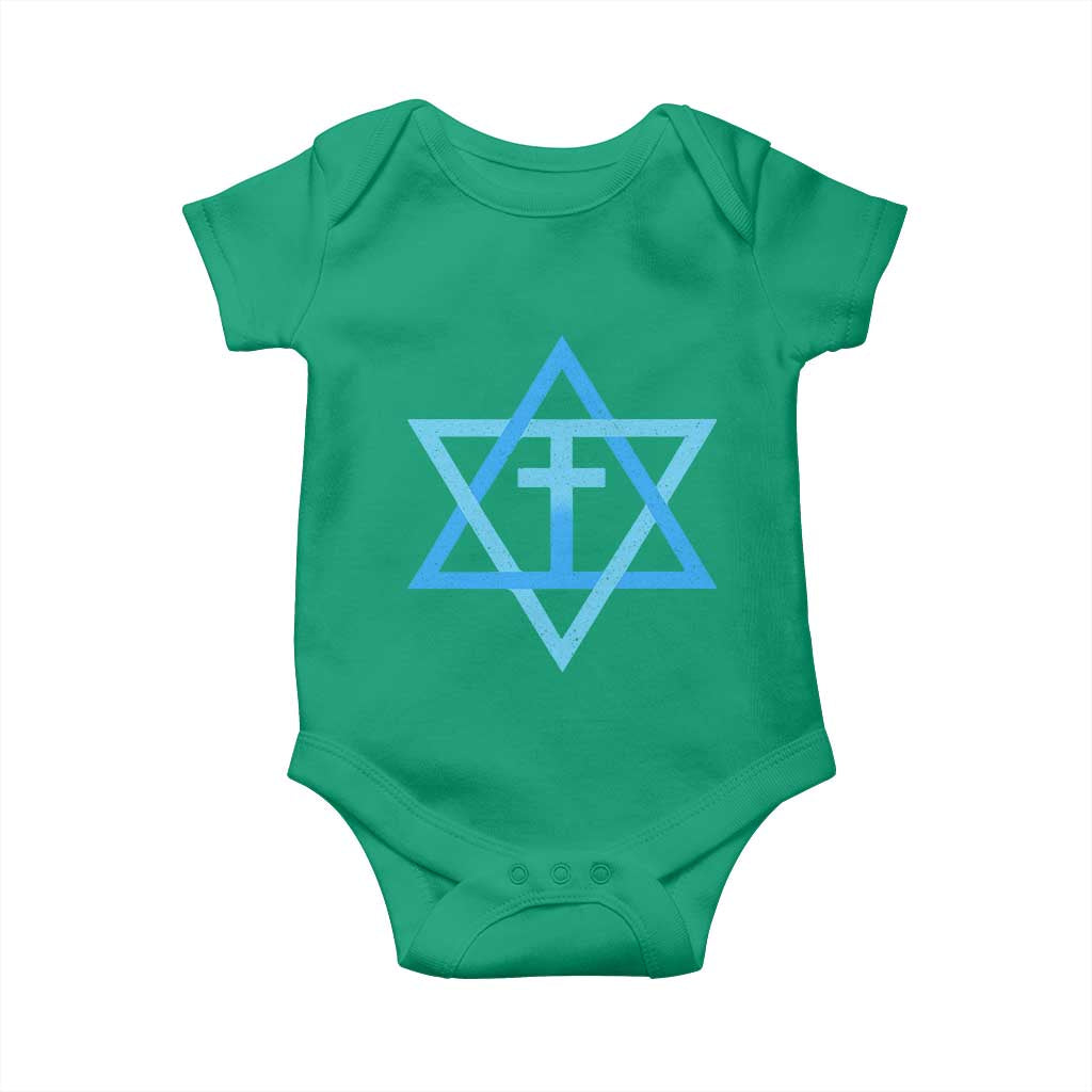 Messianic Cross Star of David Yeshua Jesus Baby Onesie TS11 Irish Green Print Your Wear