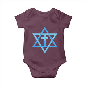 Messianic Cross Star of David Yeshua Jesus Baby Onesie TS11 Maroon Print Your Wear