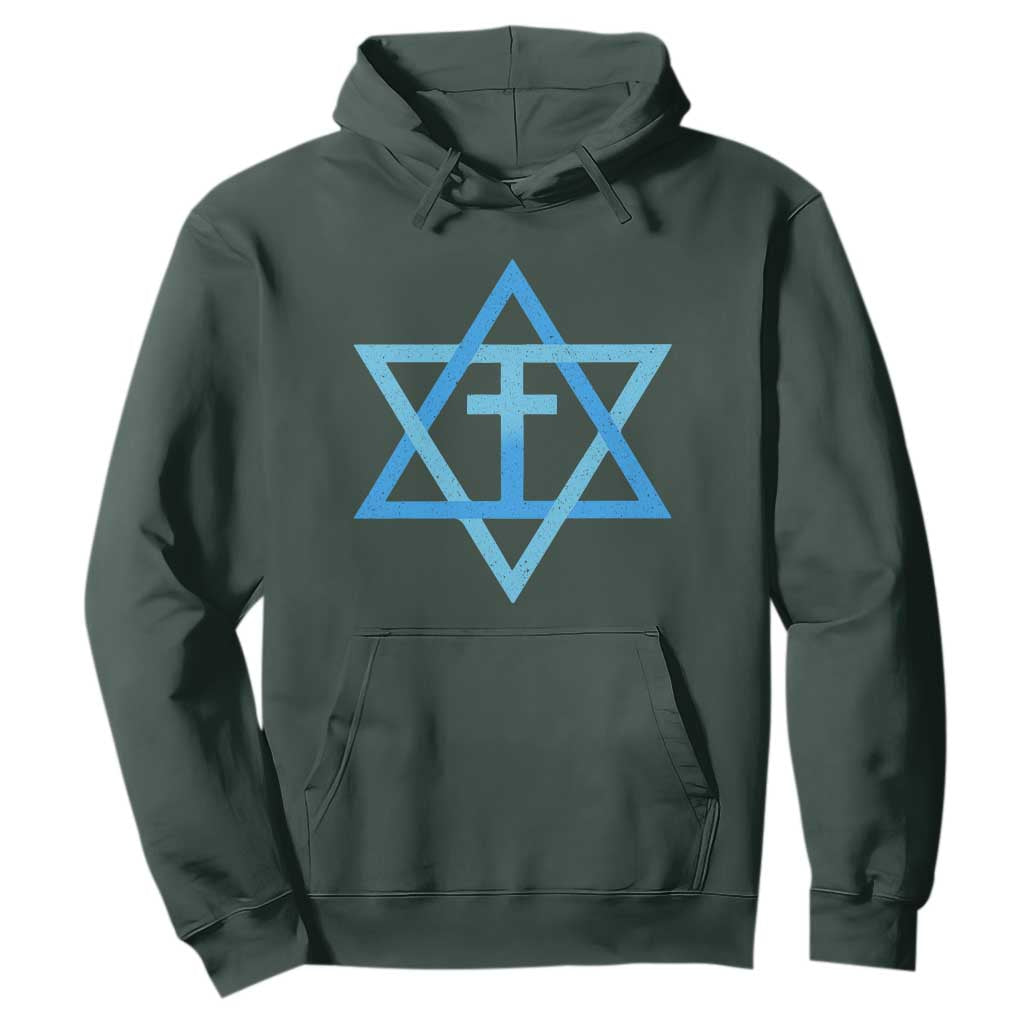 Messianic Cross Star of David Yeshua Jesus Hoodie TS11 Dark Forest Green Print Your Wear